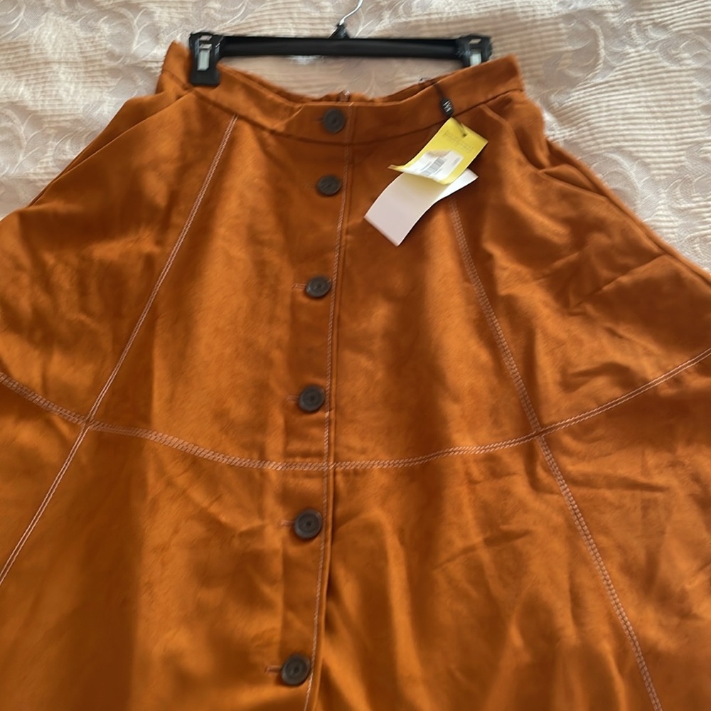 NWT Karen Millen skirt suede polyester size 8 back closure midi pockets - Picture 9 of 14